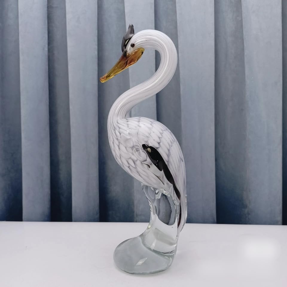 Amazon.co.jp: 手作りガラス白鶴サギ鳥置物吹きクリスタルガラス釉薬